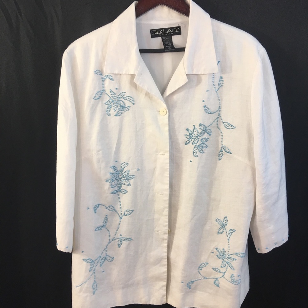 SIlkLand Beaded Jacket 16W Floral Embellished